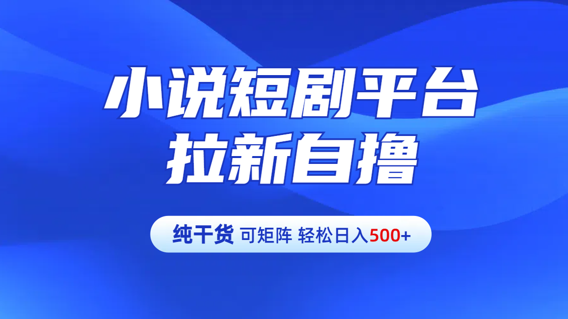 【纯干货】小说短剧平台拉新自撸玩法详解-单人轻松日入500+-易学副业