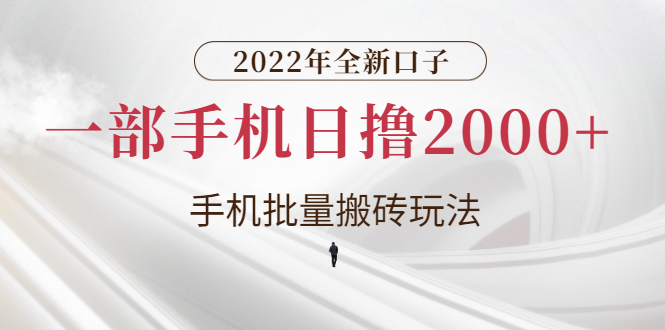 【副业项目3146期】2022年全新搬砖项目，手机批量搬运玩法，一部手机日撸1000+-易学副业