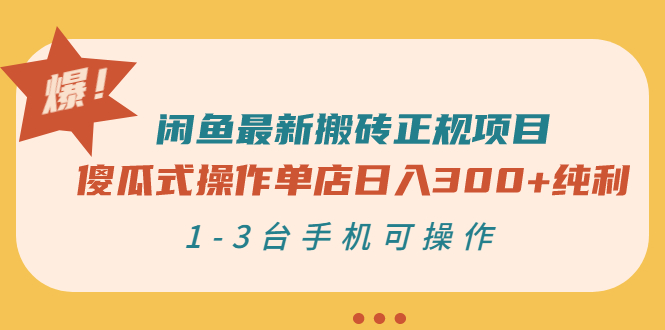 【副业项目3413期】闲鱼最新搬砖正规赚钱项目（手机上赚钱的副业）-易学副业