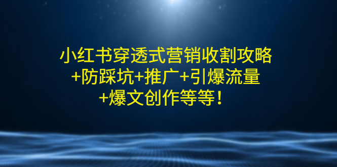 【副业项目3458期】小红书穿透式营销收割攻略+防踩坑+推广+引爆流量+爆文创作（小红书的营销方法策略）-易学副业