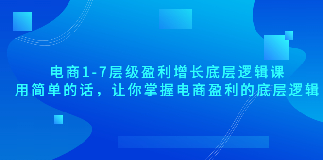 【副业项目3849期】电商1-7层级盈利增长底层逻辑课：用简单的话，让你掌握电商盈利的底层逻辑-易学副业