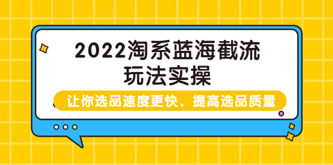 【副业项目3995期】2022淘系蓝海截流玩法实操：让你选品速度更快，提高选品质量（价值599）-易学副业