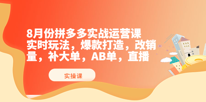 【副业项目4075期】拼多多实战运营课，实时玩法，爆款打造，改销量，补大单，AB单，直播-易学副业