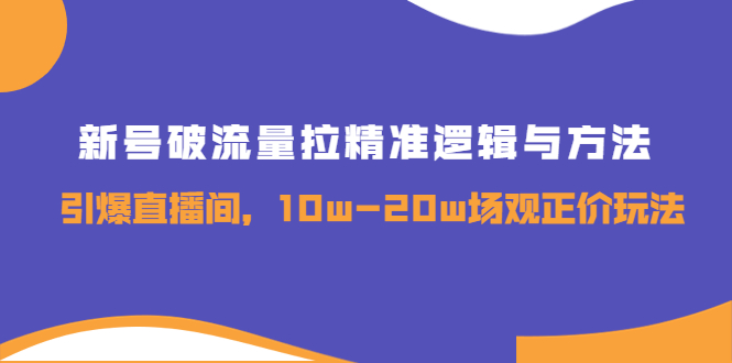 【副业项目4076期】新号破流量拉精准逻辑与方法，怎样引爆直播间，10w-20w场观正价玩法-易学副业