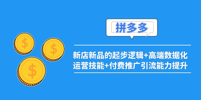 【副业项目4181期】2022拼多多：新店新品的起步逻辑+高端数据化运营技能+付费推广引流能力提升-易学副业