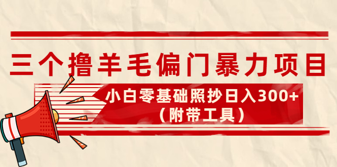 【副业项目4412期】外面卖998的三个撸羊毛偏门暴力项目，小白零基础照抄日入300+（附带工具）-易学副业