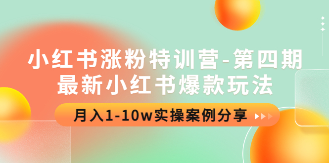 【副业项目4595期】小红书涨粉特训营-第四期：最新小红书爆款玩法，月入1-10w实操案例分享-易学副业