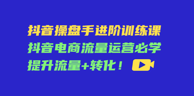 【副业项目4600期】抖音操盘手进阶训练课：抖音电商流量运营必学，提升流量+转化-易学副业