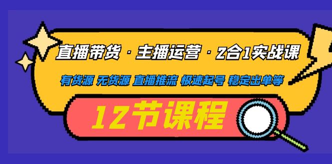 【副业项目5158期】直播带货·主播运营2合1实战课 有货源 无货源 直播推流 极速起号 稳定出单-易学副业