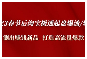 【副业项目5022期】2023春节后淘宝极速起盘爆流/爆单：测出赚钱新品 打造高流量爆款-易学副业