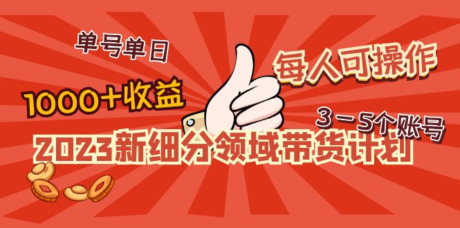 【副业项目5040期】2023新细分领域带货计划：单号单日1000+收益不难，每人可操作3-5个账号-易学副业