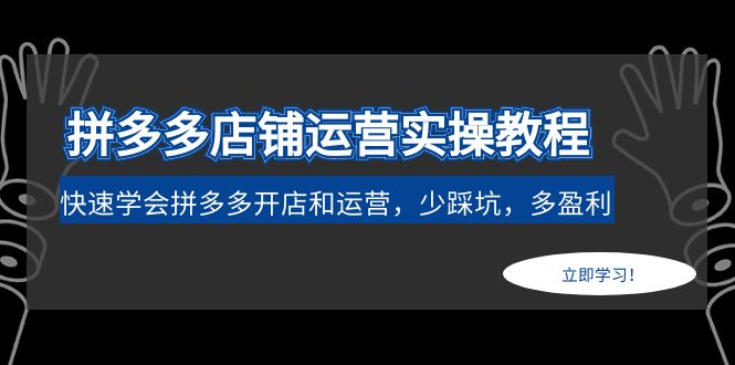 【副业项目5088期】拼多多店铺运营实操教程：快速学会拼多多开店和运营，少踩坑，多盈利-易学副业