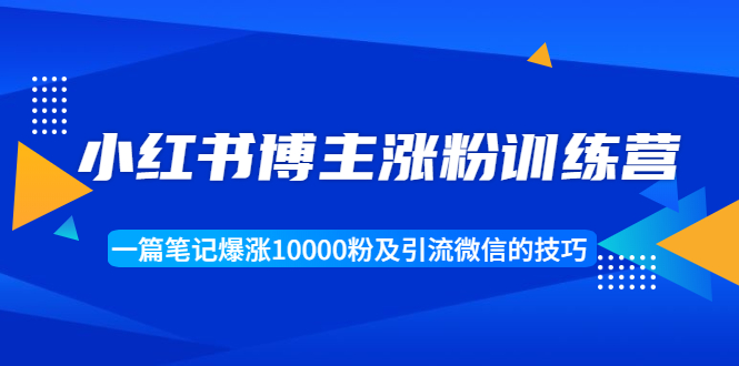 【副业项目1944期】小红书博主涨粉训练营：一篇笔记爆涨10000粉及引流微信的技巧-易学副业