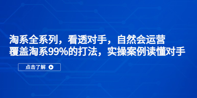 【副业项目5366期】淘系全系列，看透对手，自然会运营，覆盖淘系99%·打法，实操案例读懂对手-易学副业