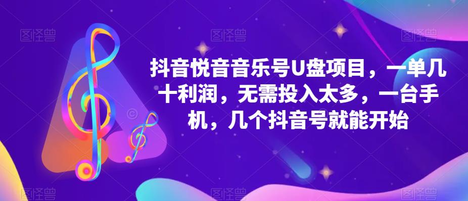 【副业项目5503期】抖音音乐号U盘项目 一单几十利润 无需投入太多 一台手机 几个抖音号就开始-易学副业