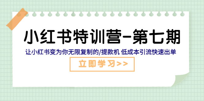 【副业项目5683期】小红书特训营-第七期 让小红书变为你无限复制的/提款机 低成本引流快速出单-易学副业