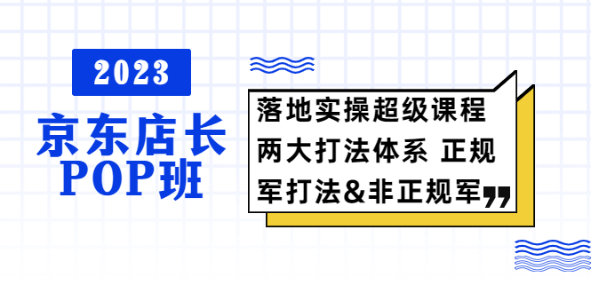 【副业项目5761期】2023京东店长·POP班 落地实操超级课程 两大打法体系 正规军&非正规军-易学副业