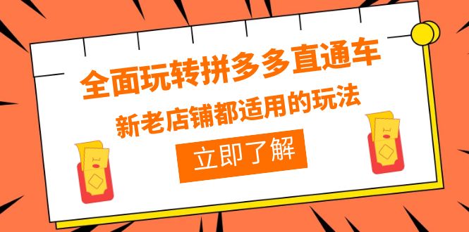 【副业项目6359期】全面玩转拼多多直通车，新老店铺都适用的玩法（12节精华课）-易学副业