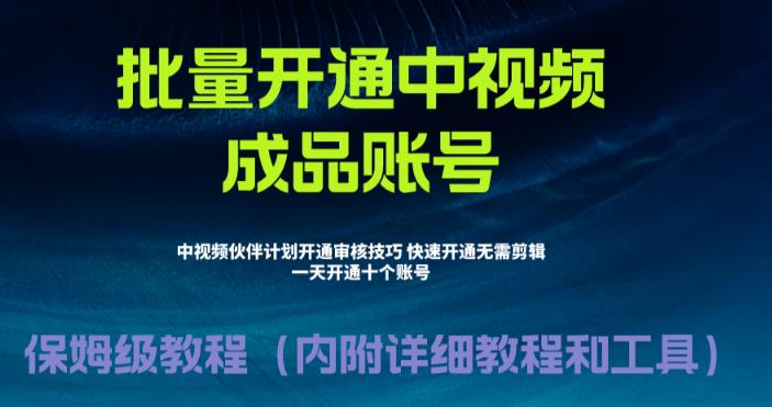 【副业项目6718期】外面收费1980暴力开通中视频计划教程，附 快速通过中视频伙伴计划的办法-易学副业