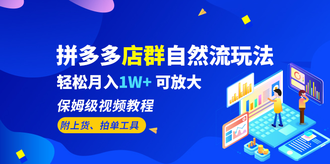 【副业项目6696期】拼多多店群自然流玩法，轻松月入1W+ 保姆级视频教程（附上货、拍单工具）-易学副业