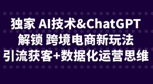 【副业项目6780期】独家 AI技术&ChatGPT解锁 跨境电商新玩法，引流获客+数据化运营思维-易学副业