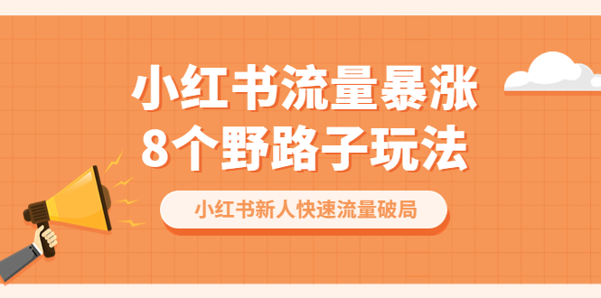 【副业项目6600期】小红书流量-暴涨8个野路子玩法：小红书新人快速流量破局（8节课）-易学副业