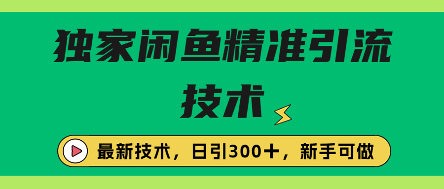 【副业项目6912期】独家闲鱼引流技术，日引300＋实战玩法-易学副业