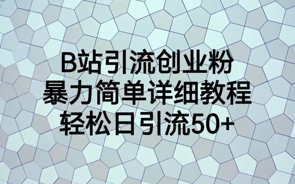 【副业项目6915期】B站引流创业粉，暴力简单详细教程，轻松日引流50+-易学副业