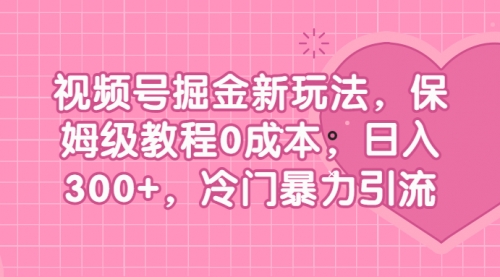 【副业项目7045期】视频号掘金新玩法，保姆级教程0成本，日入300+，冷门暴力引流-易学副业