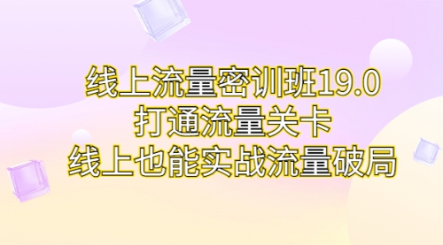 【副业项目7131期】线上流量密训班19.0，打通流量关卡，线上也能实战流量破局-易学副业