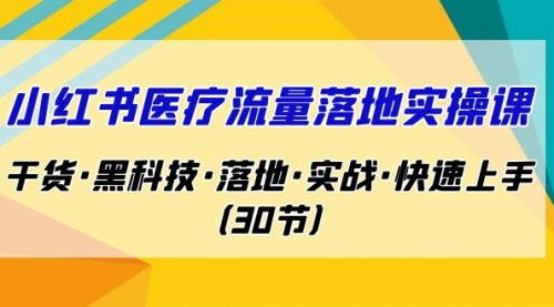 【副业项目7162期】小红书·医疗流量落地实操课，干货·黑科技·落地-易学副业