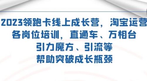 【副业项目7677期】2023领跑·卡 线上成长营 淘宝运营各岗位培训 直通车 万相台 引力魔方 引流-易学副业