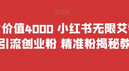 【副业项目7956期】价值4000 小红书无限艾特暴力引流创业粉 精准粉揭秘教程-易学副业