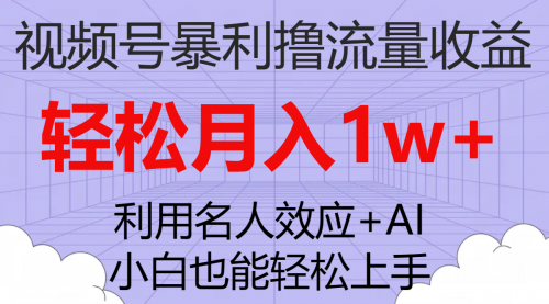 【副业项目7966期】视频号暴利撸流量收益，小白也能轻松上手，轻松月入1w+-易学副业