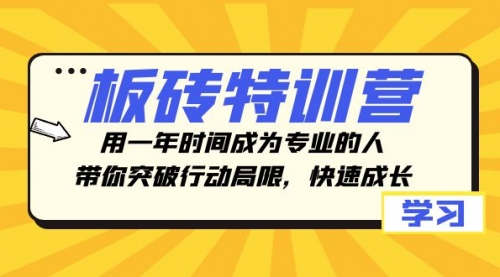 【副业项目8289期】板砖特训营，用一年时间成为专业的人，带你突破行动局限，快速成长-易学副业