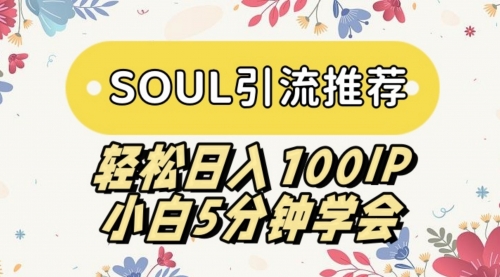 【副业9006期】SOUL引流推荐 轻松日入100IP 小白5分钟学会-易学副业