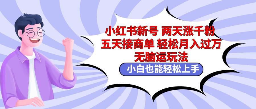 小红书新号两天涨千粉五天接商单轻松月入过万 无脑搬运玩法 小白也能轻…-易学副业