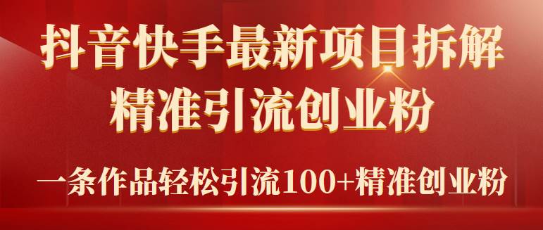 2024年抖音快手最新项目拆解视频引流创业粉，一天轻松引流精准创业粉100+-易学副业