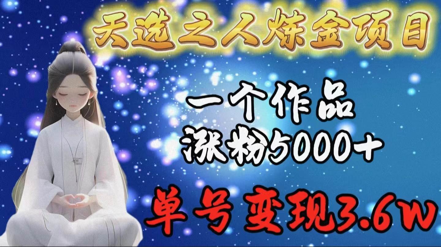 天选之人炼金项目，一个作品涨粉5000+，单号变现3.6w-易学副业