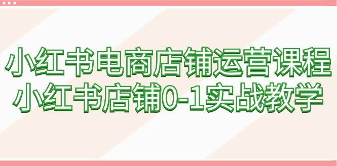 小红书电商店铺运营课程，小红书店铺0-1实战教学（60节课）-易学副业