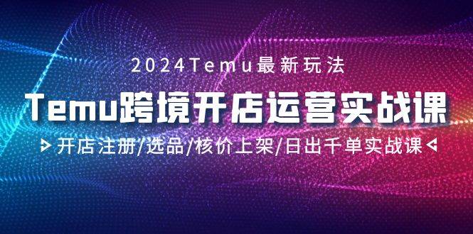 2024Temu跨境开店运营实战课，开店注册/选品/核价上架/日出千单实战课-易学副业