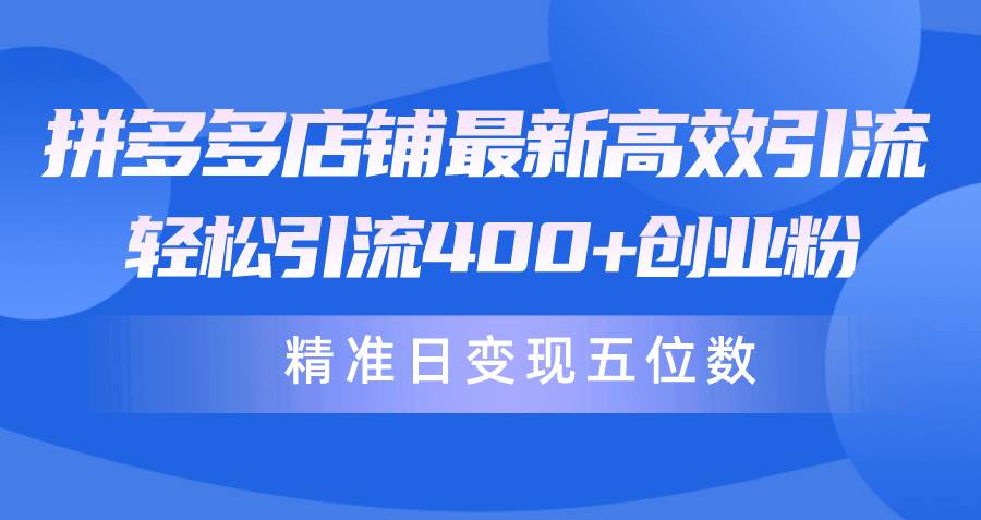 拼多多店铺最新高效引流术，轻松引流400+创业粉，精准日变现五位数！-易学副业