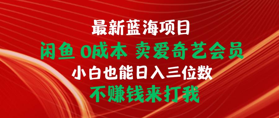 最新蓝海项目 闲鱼0成本 卖爱奇艺会员 小白也能入三位数 不赚钱来打我-易学副业