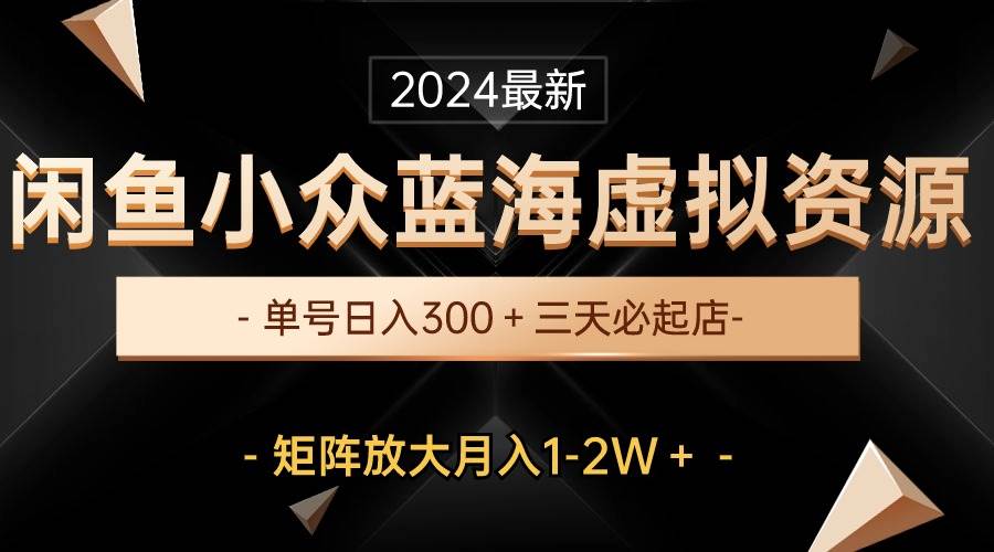 最新闲鱼小众蓝海虚拟资源，单号日入300＋，三天必起店，矩阵放大月入1-2W-易学副业