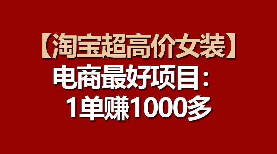 【淘宝超高价女装】电商最好项目：一单赚1000多-易学副业