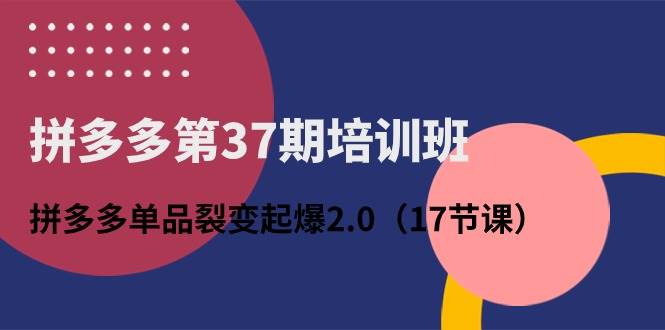 拼多多第37期培训班：拼多多单品裂变起爆2.0（17节课）-易学副业