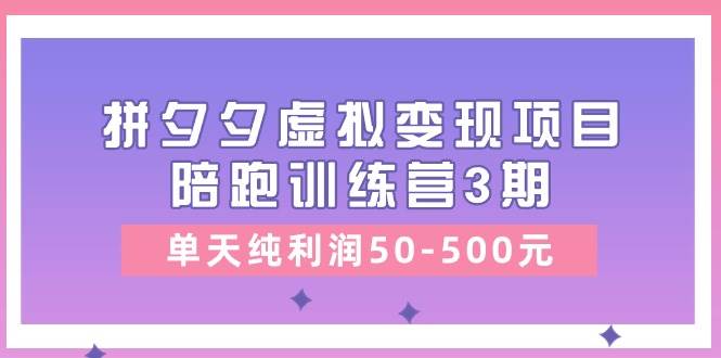 某收费培训《拼夕夕虚拟变现项目陪跑训练营3期》单天纯利润50-500元-易学副业