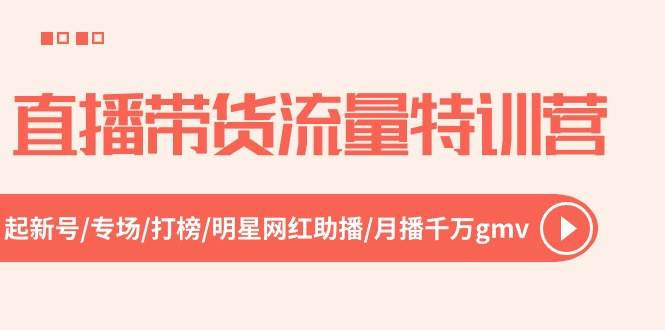 直播带货流量特训营，起新号-专场-打榜-明星网红助播 月播千万gmv（52节）-易学副业