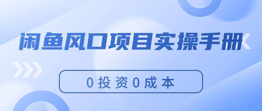 闲鱼风口项目实操手册，0投资0成本，让你做到，月入过万，新手可做-易学副业